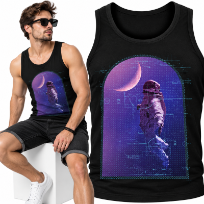 TANK TOP ŚMIESZNY ASTRONAUT GLITCH